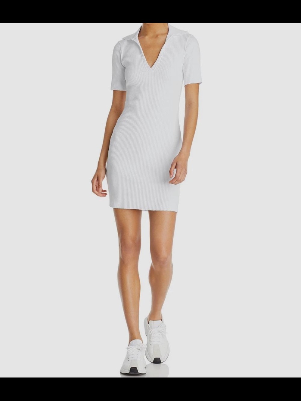 Cotton Citizen Women's White Collared Ibiza Ribbed Sheath Dress Size XS